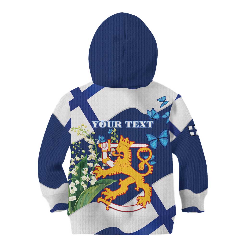 Personalised Finland Independence Day Kid Hoodie Lily Of The Valley Mix Holly Blue - Coat Of Arms Style - Wonder Print Shop