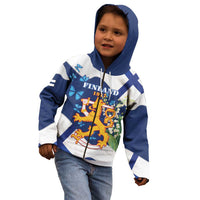 Personalised Finland Independence Day Kid Hoodie Lily Of The Valley Mix Holly Blue - Coat Of Arms Style - Wonder Print Shop