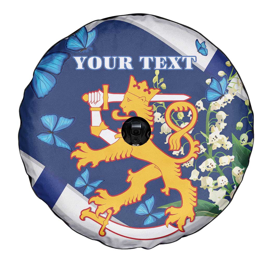 Personalised Finland Independence Day Spare Tire Cover Lily Of The Valley Mix Holly Blue - Coat Of Arms Style - Wonder Print Shop