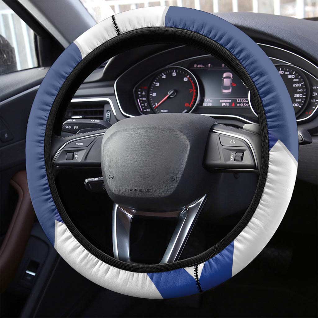 Finland Independence Day Steering Wheel Cover Lily Of The Valley Mix Holly Blue - Coat Of Arms Style - Wonder Print Shop
