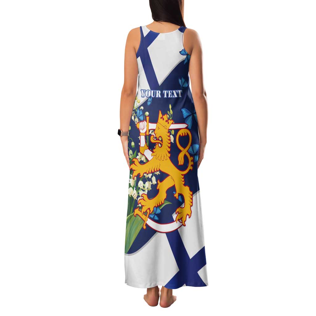 Personalised Finland Independence Day Tank Maxi Dress Lily Of The Valley Mix Holly Blue - Coat Of Arms Style - Wonder Print Shop