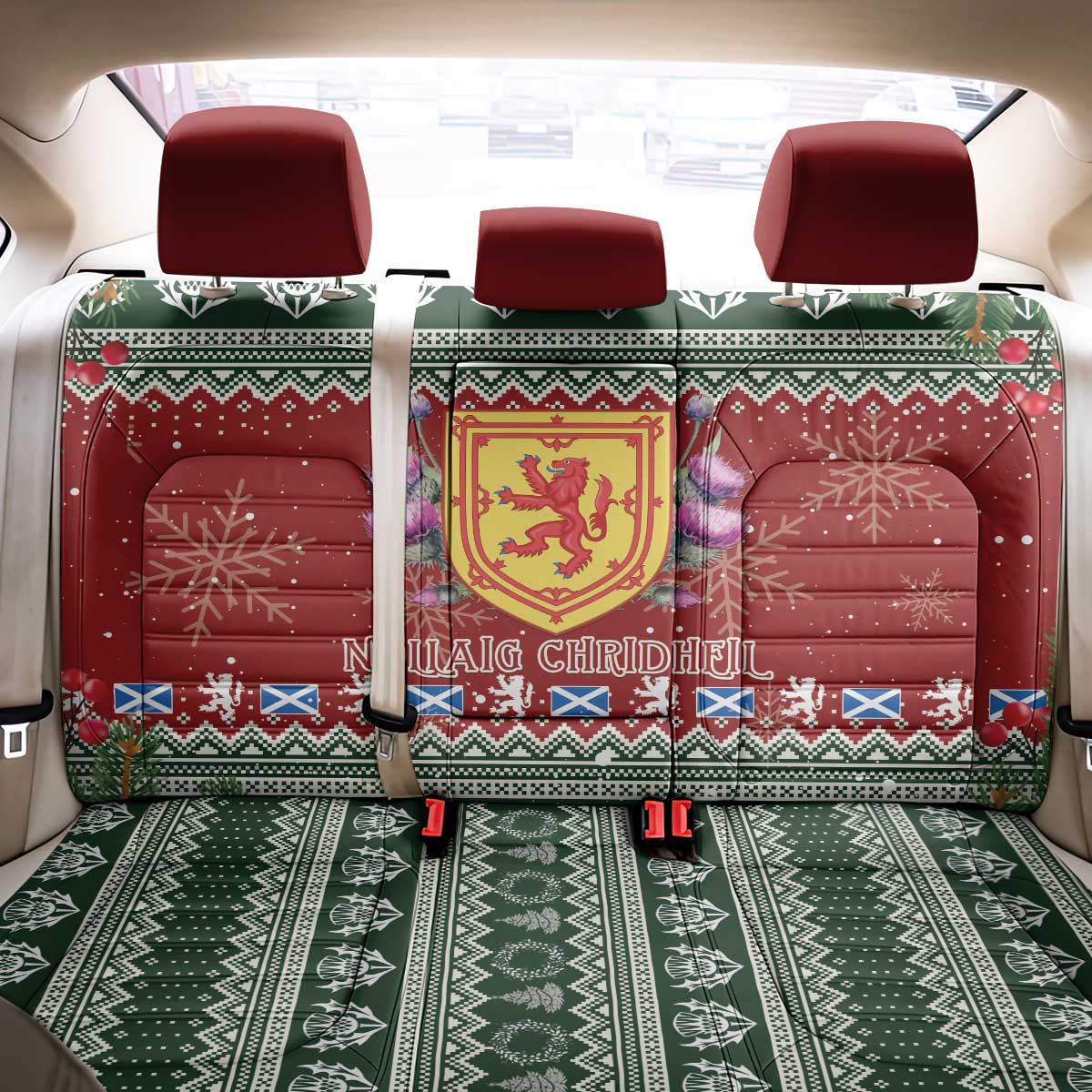 Scotland Christmas Back Car Seat Cover The Royal Arms of Scotland With Thistle - Wonder Print Shop