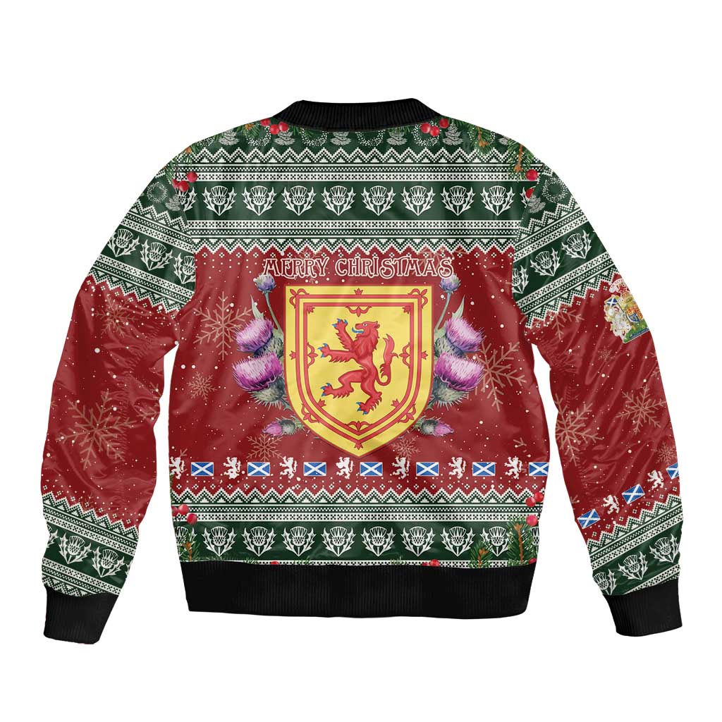 Scotland Christmas Bomber Jacket The Royal Arms of Scotland With Thistle - Wonder Print Shop