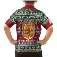 Scotland Christmas Family Matching Mermaid Dress and Hawaiian Shirt The Royal Arms of Scotland With Thistle - Wonder Print Shop