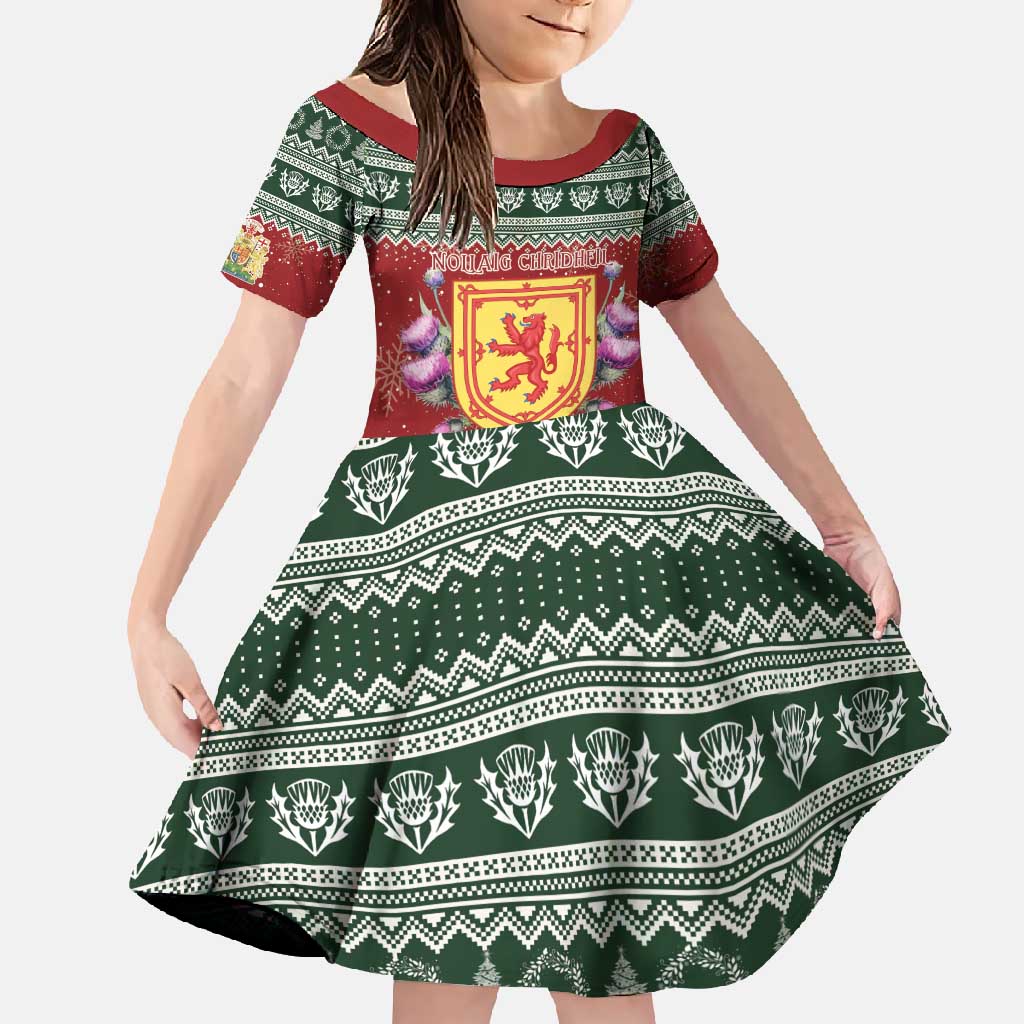 Scotland Christmas Family Matching Mermaid Dress and Hawaiian Shirt The Royal Arms of Scotland With Thistle - Wonder Print Shop