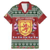 Scotland Christmas Family Matching Mermaid Dress and Hawaiian Shirt The Royal Arms of Scotland With Thistle - Wonder Print Shop