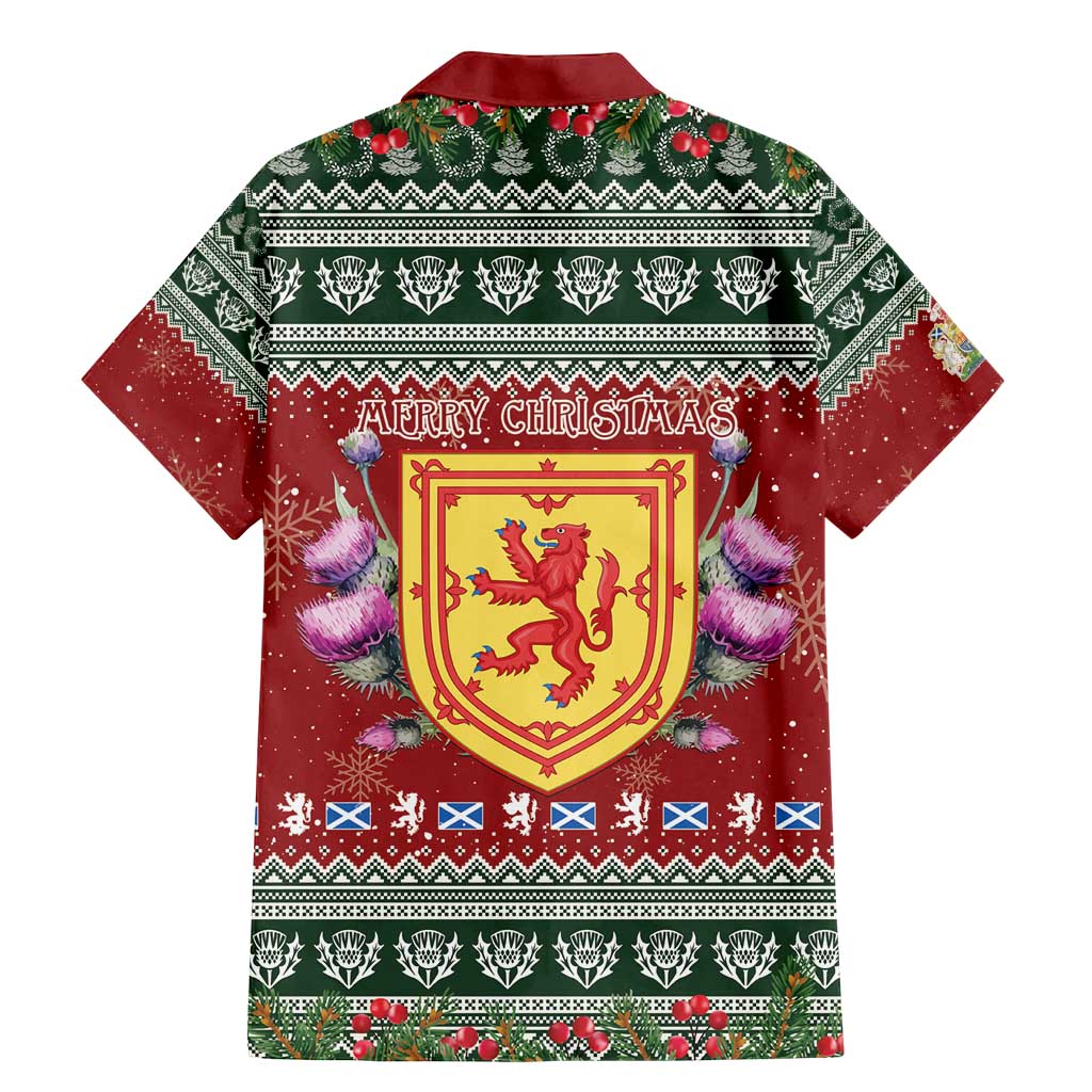Scotland Christmas Family Matching Mermaid Dress and Hawaiian Shirt The Royal Arms of Scotland With Thistle - Wonder Print Shop
