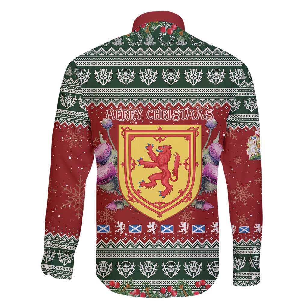 Scotland Christmas Family Matching Mermaid Dress and Hawaiian Shirt The Royal Arms of Scotland With Thistle - Wonder Print Shop