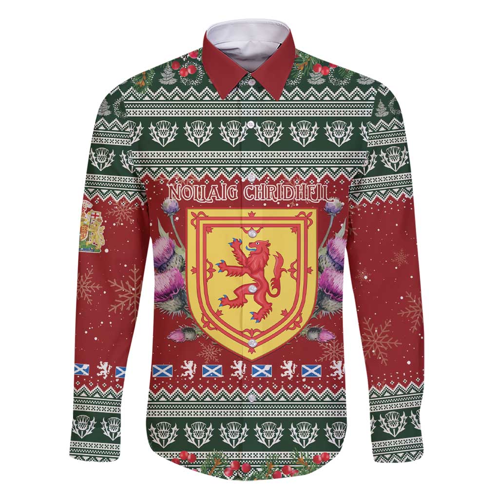 Scotland Christmas Family Matching Short Sleeve Bodycon Dress and Hawaiian Shirt The Royal Arms of Scotland With Thistle - Wonder Print Shop