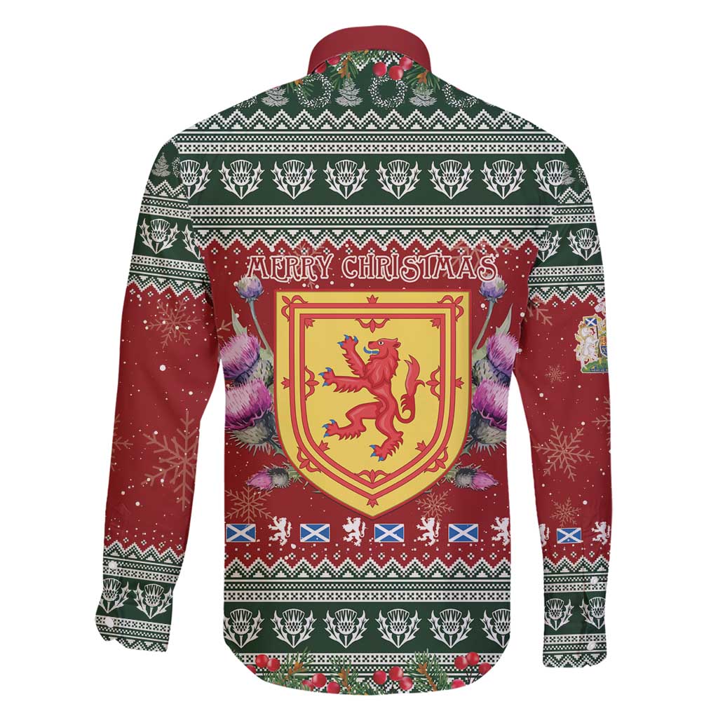 Scotland Christmas Family Matching Short Sleeve Bodycon Dress and Hawaiian Shirt The Royal Arms of Scotland With Thistle - Wonder Print Shop