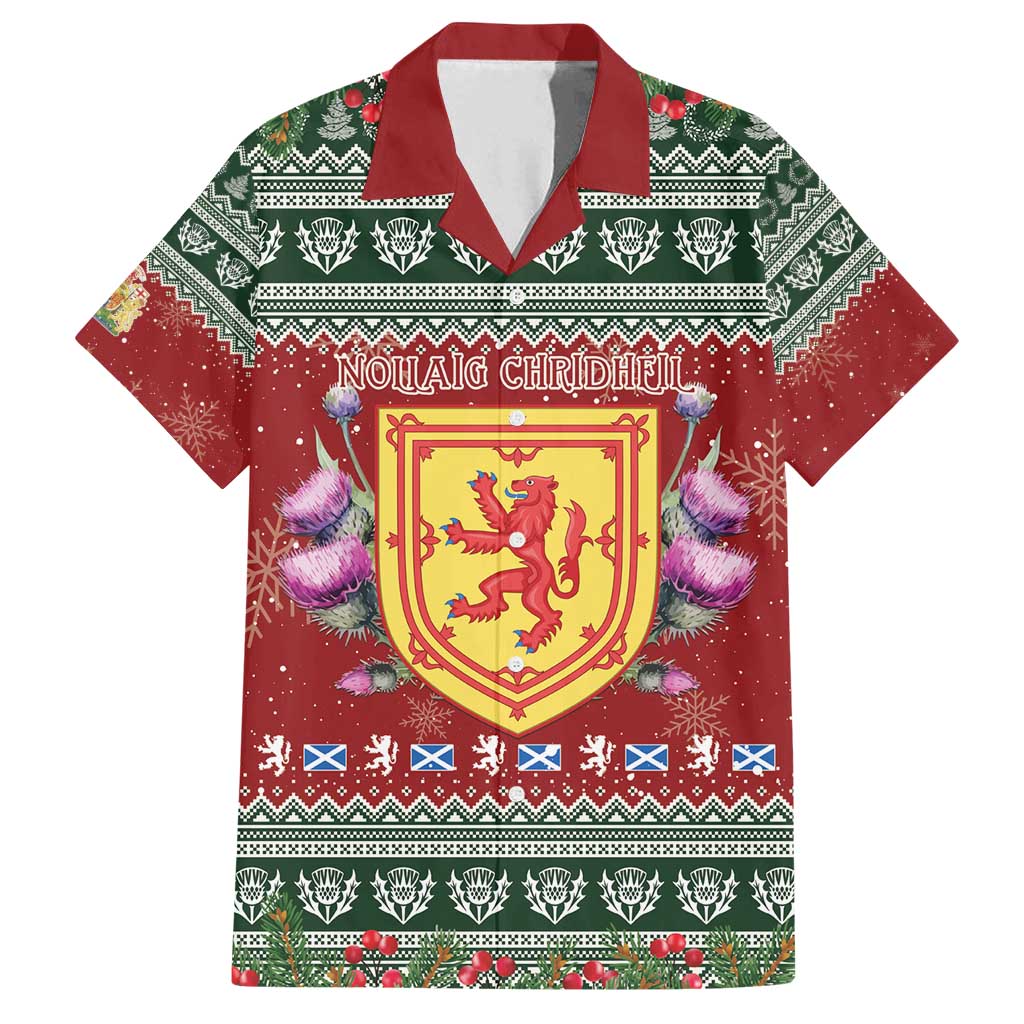 Scotland Christmas Family Matching Summer Maxi Dress and Hawaiian Shirt The Royal Arms of Scotland With Thistle - Wonder Print Shop