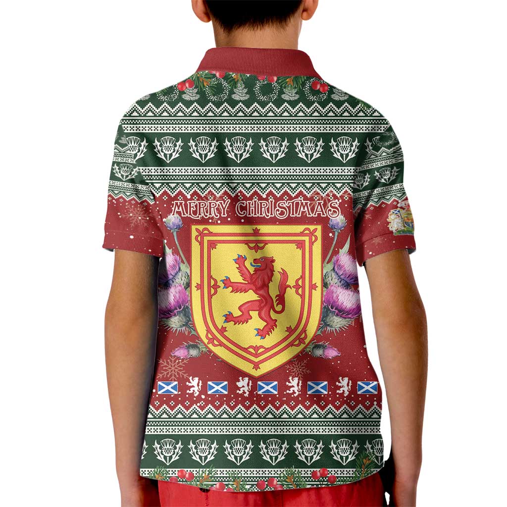 Scotland Christmas Kid Polo Shirt The Royal Arms of Scotland With Thistle - Wonder Print Shop