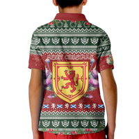 Scotland Christmas Kid Polo Shirt The Royal Arms of Scotland With Thistle - Wonder Print Shop