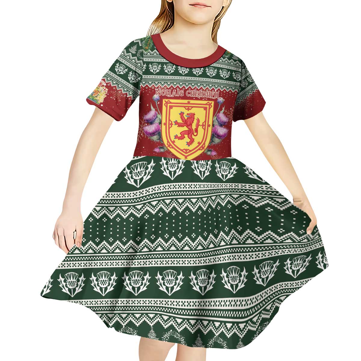 Scotland Christmas Kid Short Sleeve Dress The Royal Arms of Scotland With Thistle - Wonder Print Shop