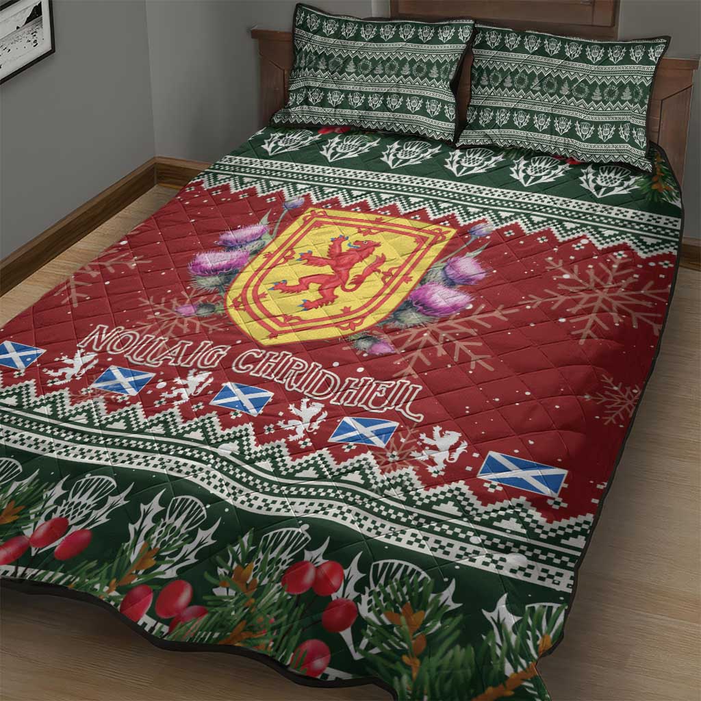 Scotland Christmas Quilt Bed Set The Royal Arms of Scotland With Thistle - Wonder Print Shop