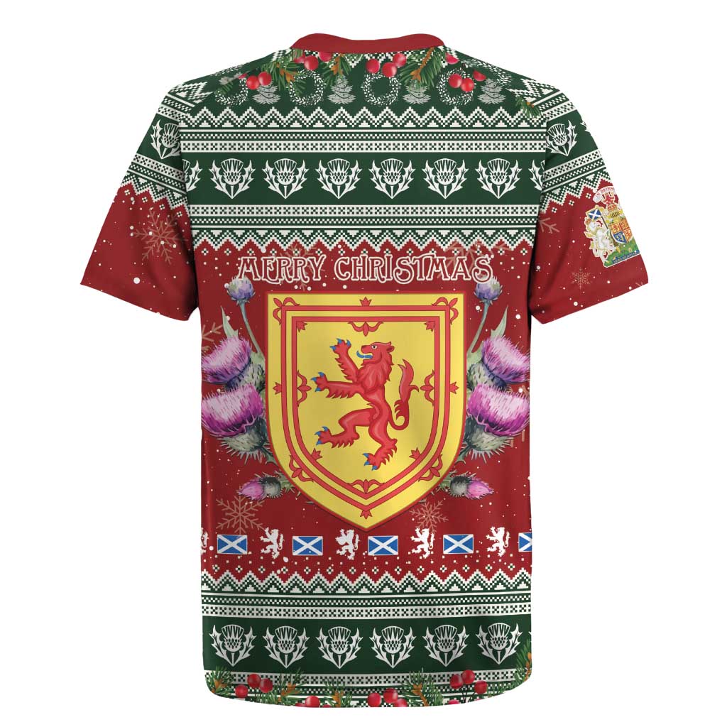 Scotland Christmas Rugby Jersey The Royal Arms of Scotland With Thistle - Wonder Print Shop