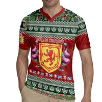 Scotland Christmas Rugby Jersey The Royal Arms of Scotland With Thistle - Wonder Print Shop