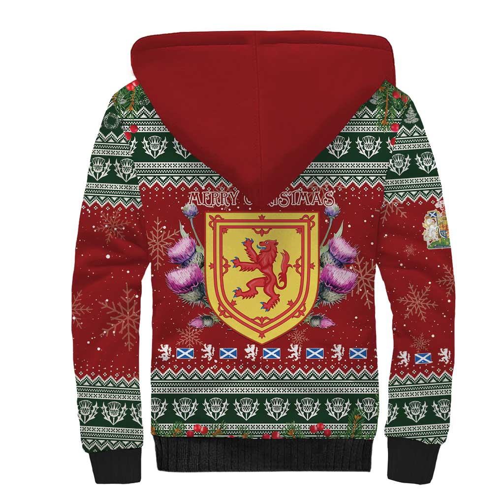 Scotland Christmas Sherpa Hoodie The Royal Arms of Scotland With Thistle - Wonder Print Shop