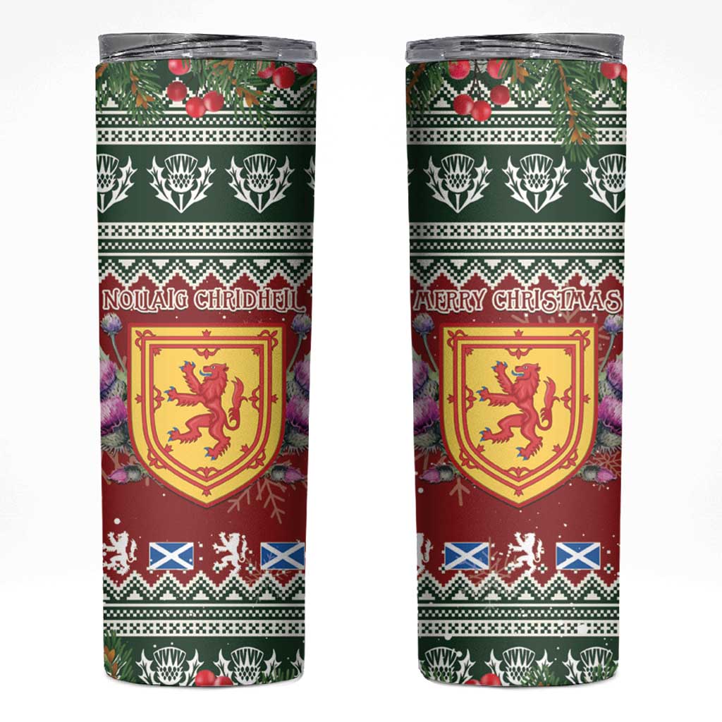 Scotland Christmas Skinny Tumbler The Royal Arms of Scotland With Thistle - Wonder Print Shop