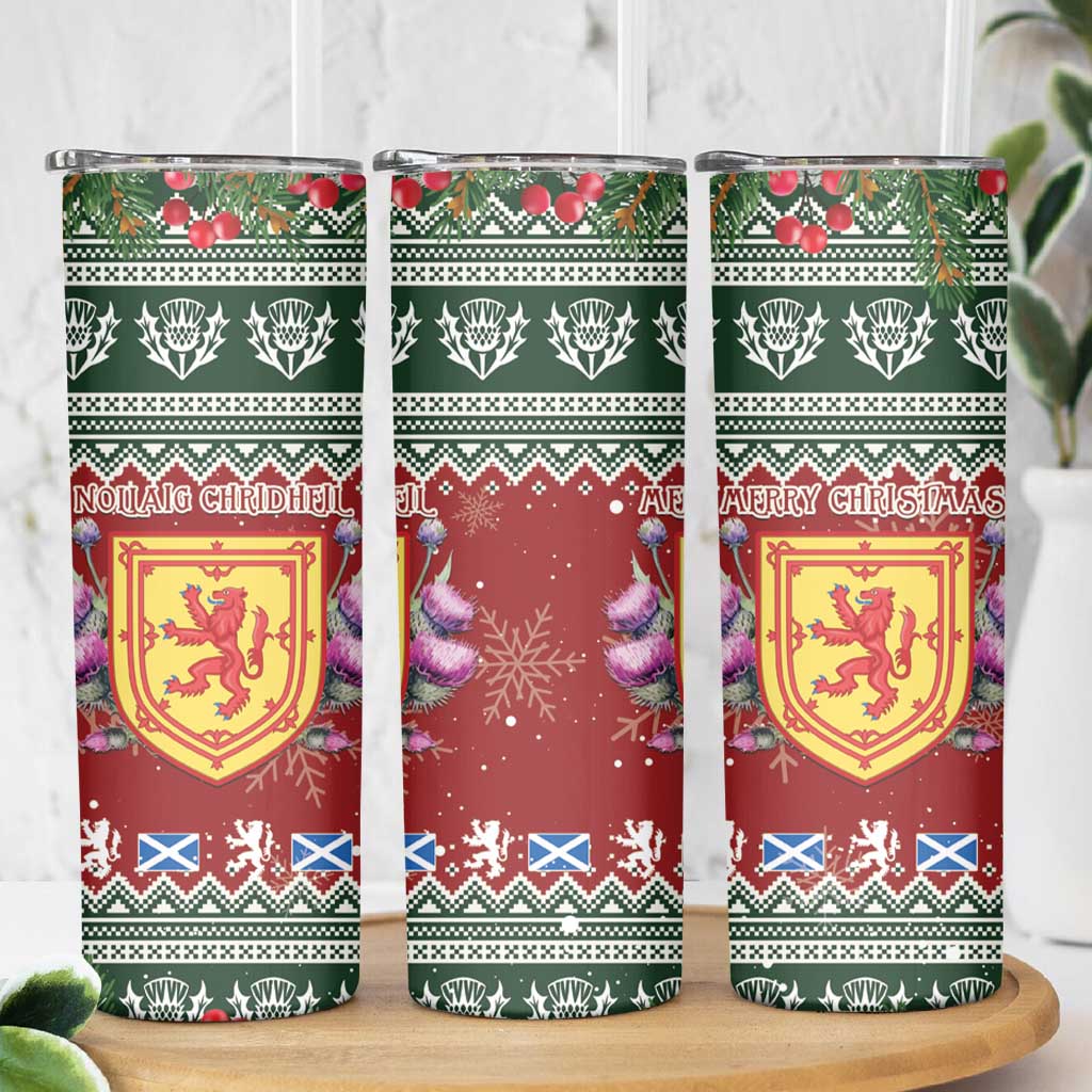 Scotland Christmas Skinny Tumbler The Royal Arms of Scotland With Thistle - Wonder Print Shop