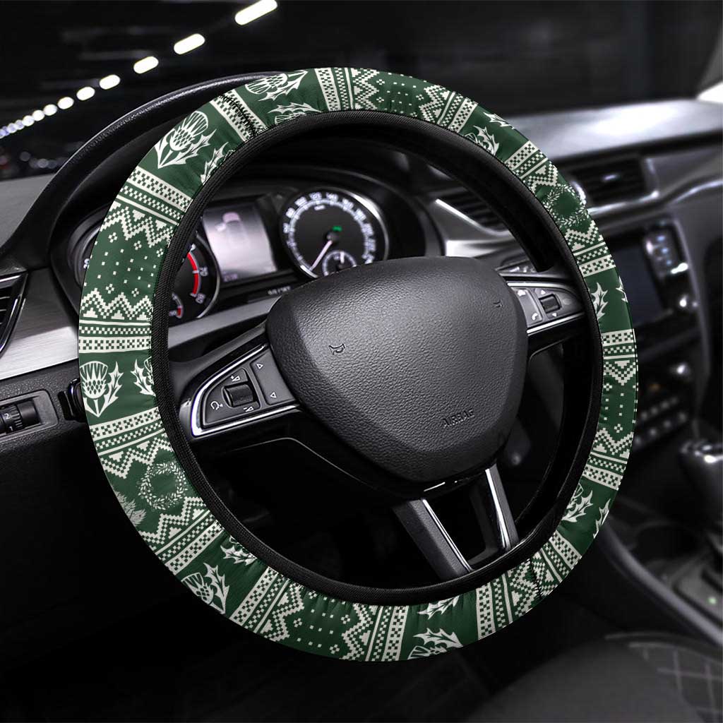 Scotland Christmas Steering Wheel Cover The Royal Arms of Scotland With Thistle - Wonder Print Shop
