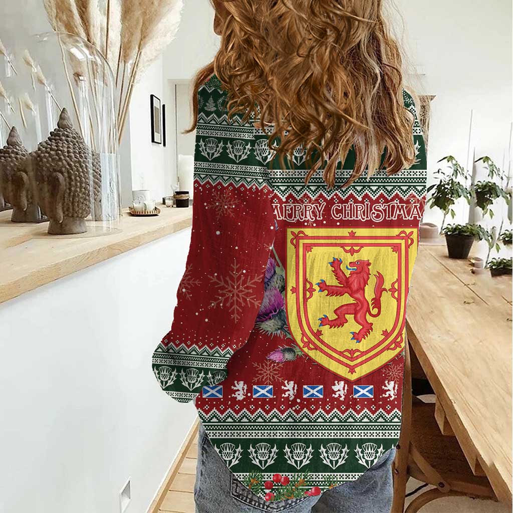 Scotland Christmas Women Casual Shirt The Royal Arms of Scotland With Thistle - Wonder Print Shop
