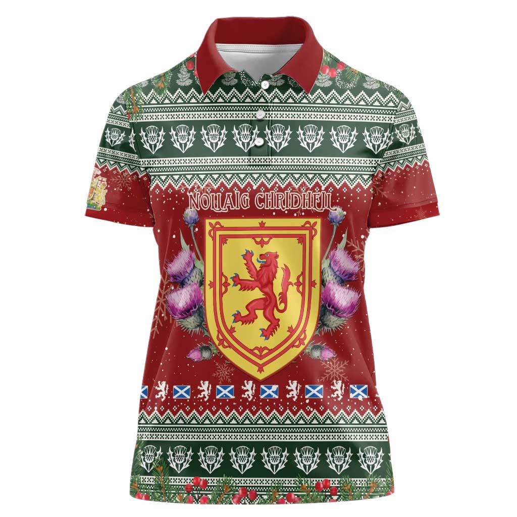 Scotland Christmas Women Polo Shirt The Royal Arms of Scotland With Thistle - Wonder Print Shop