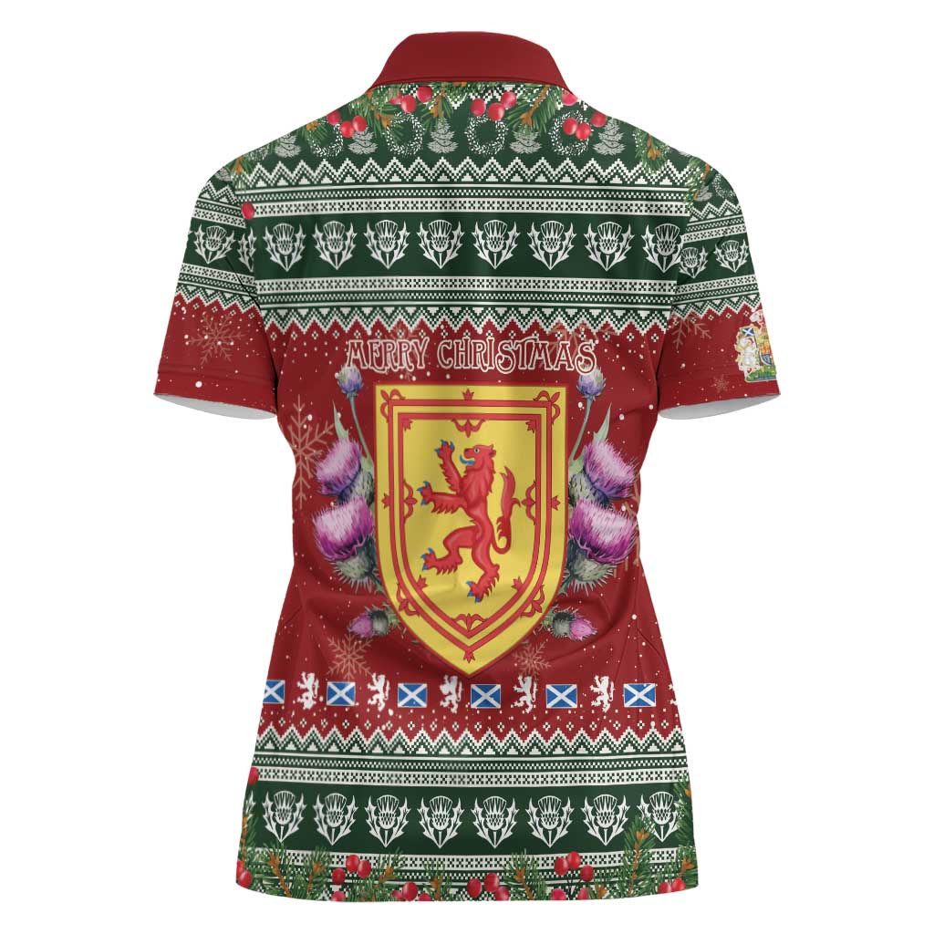 Scotland Christmas Women Polo Shirt The Royal Arms of Scotland With Thistle - Wonder Print Shop