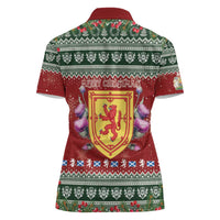 Scotland Christmas Women Polo Shirt The Royal Arms of Scotland With Thistle - Wonder Print Shop