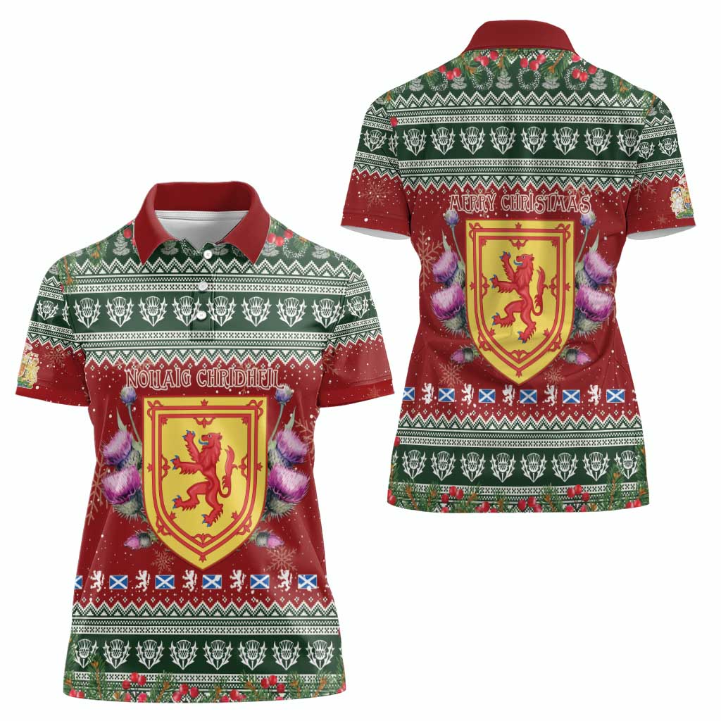 Scotland Christmas Women Polo Shirt The Royal Arms of Scotland With Thistle - Wonder Print Shop