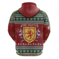 Scotland Christmas Zip Hoodie The Royal Arms of Scotland With Thistle - Wonder Print Shop