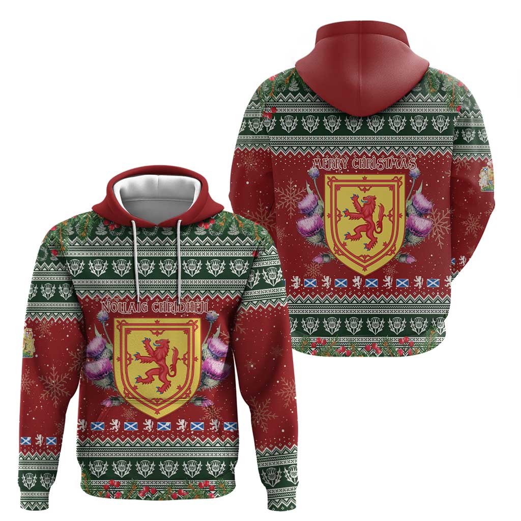 Scotland Christmas Zip Hoodie The Royal Arms of Scotland With Thistle - Wonder Print Shop