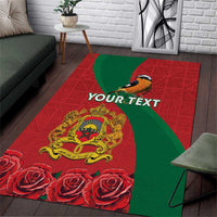 Personalised Morocco Proclamation Day Area Rug Moussier's Redstart With Coat Of Arms - Wonder Print Shop