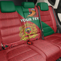 Personalised Morocco Proclamation Day Back Car Seat Cover Moussier's Redstart With Coat Of Arms - Wonder Print Shop