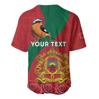 Personalised Morocco Proclamation Day Baseball Jersey Moussier's Redstart With Coat Of Arms - Wonder Print Shop