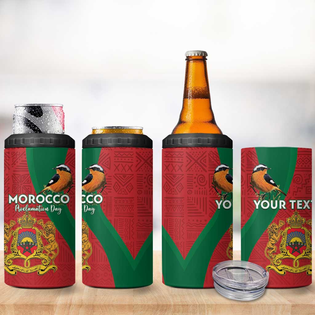 Personalised Morocco Proclamation Day 4 in 1 Can Cooler Tumbler Moussiers Redstart With Coat Of Arms - Wonder Print Shop