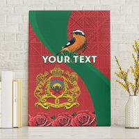 Personalised Morocco Proclamation Day Canvas Wall Art Moussier's Redstart With Coat Of Arms - Wonder Print Shop