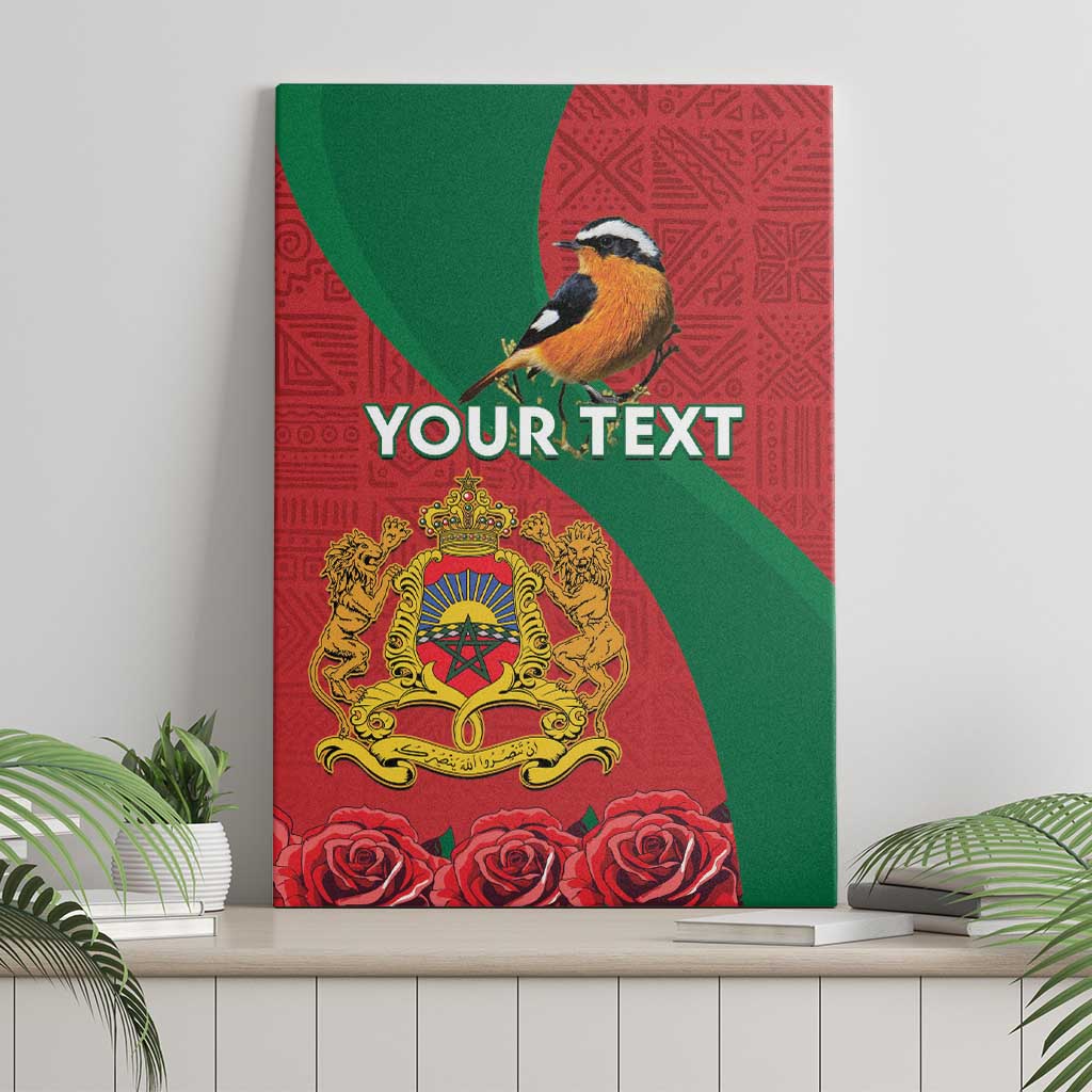 Personalised Morocco Proclamation Day Canvas Wall Art Moussier's Redstart With Coat Of Arms - Wonder Print Shop