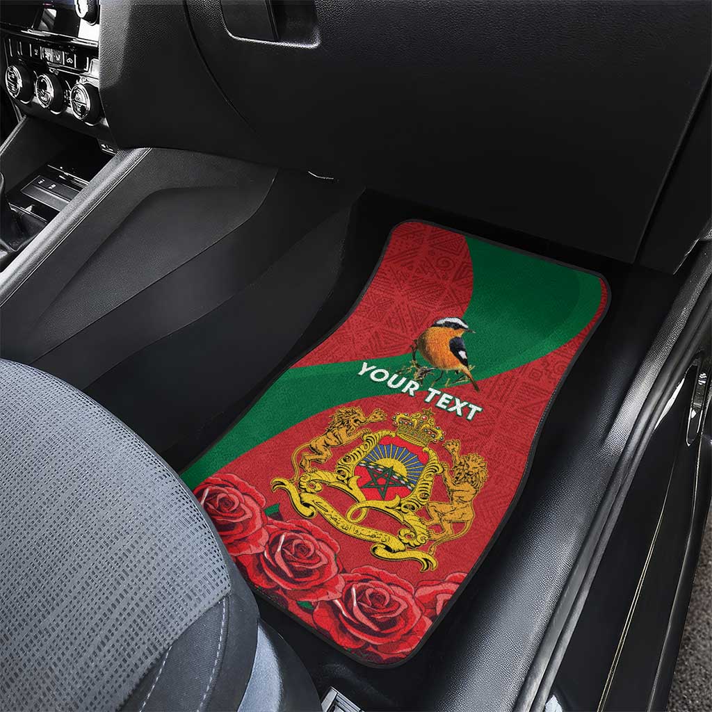 Personalised Morocco Proclamation Day Car Mats Moussier's Redstart With Coat Of Arms - Wonder Print Shop
