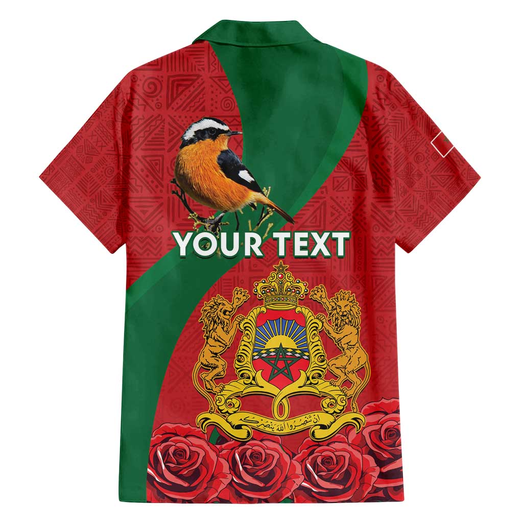 Personalised Morocco Proclamation Day Family Matching Long Sleeve Bodycon Dress and Hawaiian Shirt Moussier's Redstart With Coat Of Arms - Wonder Print Shop