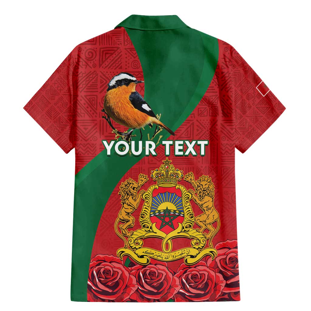 Personalised Morocco Proclamation Day Family Matching Mermaid Dress and Hawaiian Shirt Moussier's Redstart With Coat Of Arms - Wonder Print Shop