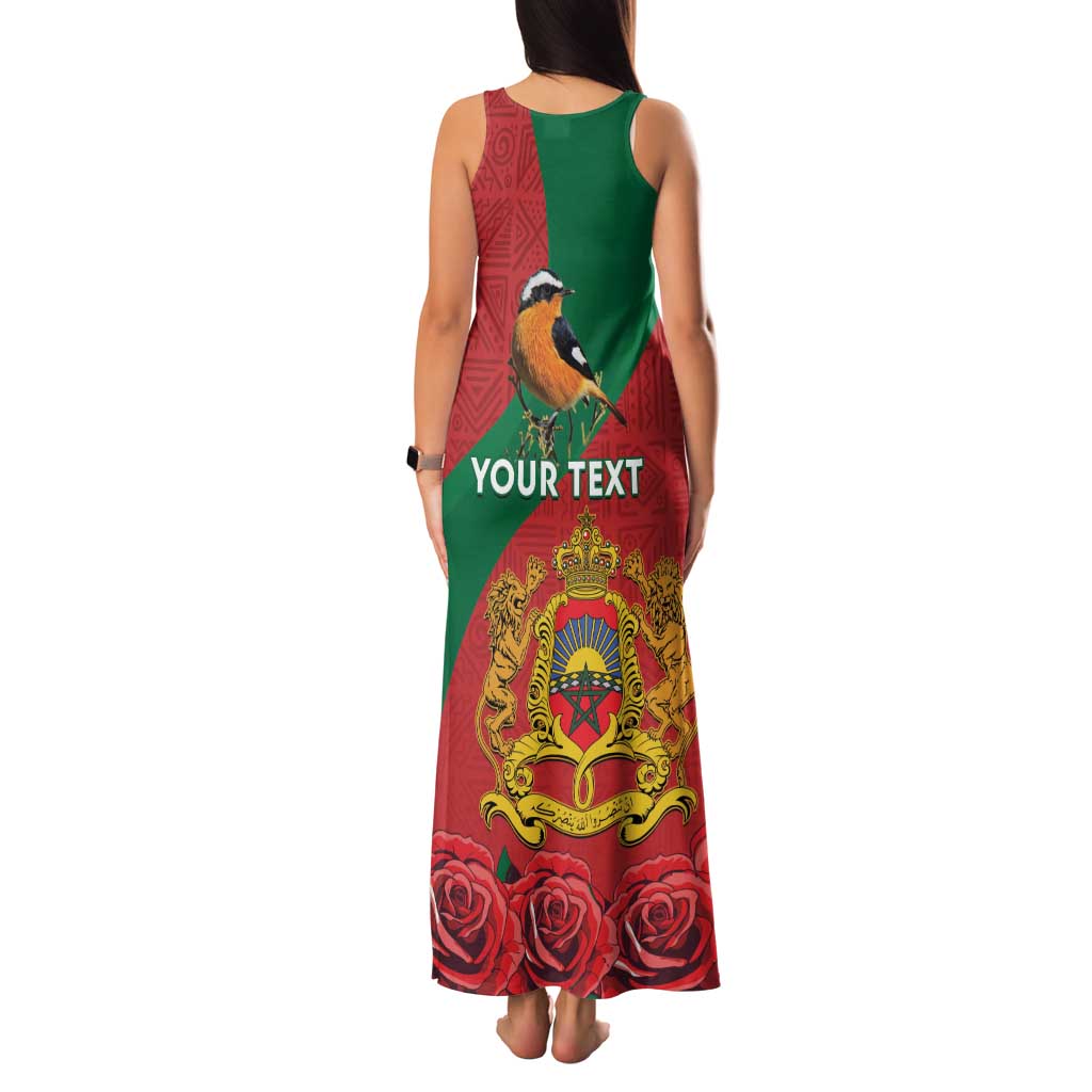 Personalised Morocco Proclamation Day Family Matching Tank Maxi Dress and Hawaiian Shirt Moussier's Redstart With Coat Of Arms - Wonder Print Shop