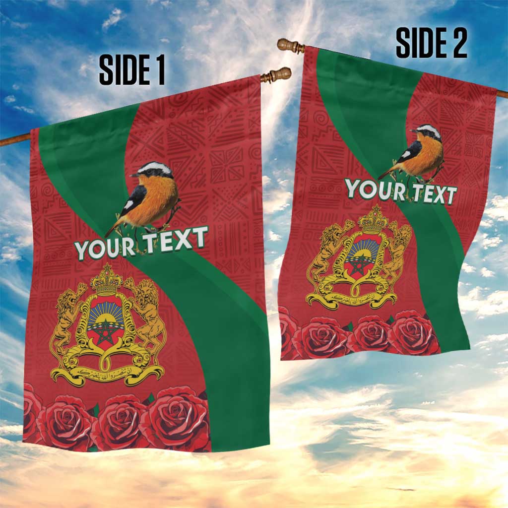 Personalised Morocco Proclamation Day Garden Flag Moussier's Redstart With Coat Of Arms - Wonder Print Shop