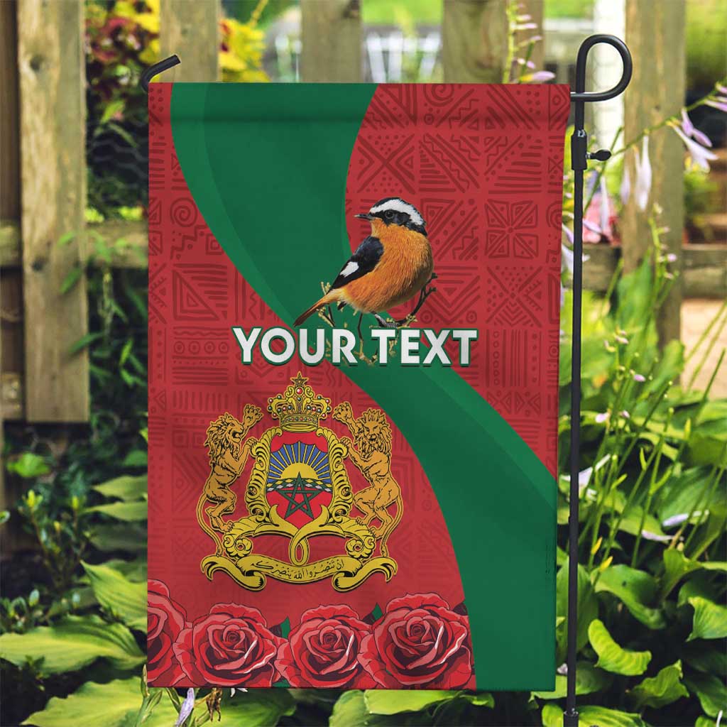 Personalised Morocco Proclamation Day Garden Flag Moussier's Redstart With Coat Of Arms - Wonder Print Shop
