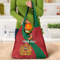 Personalised Morocco Proclamation Day Grocery Bag Moussier's Redstart With Coat Of Arms