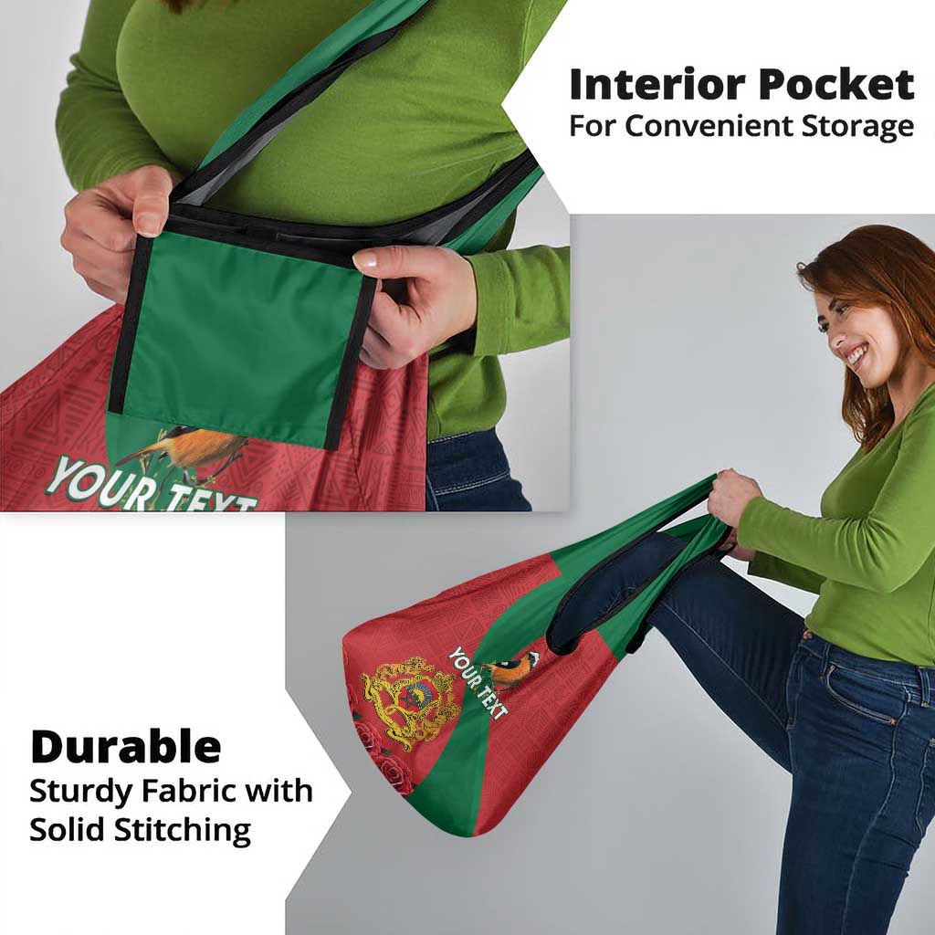 Personalised Morocco Proclamation Day Grocery Bag Moussier's Redstart With Coat Of Arms
