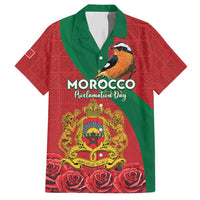 Personalised Morocco Proclamation Day Hawaiian Shirt Moussier's Redstart With Coat Of Arms - Wonder Print Shop