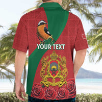 Personalised Morocco Proclamation Day Hawaiian Shirt Moussier's Redstart With Coat Of Arms - Wonder Print Shop