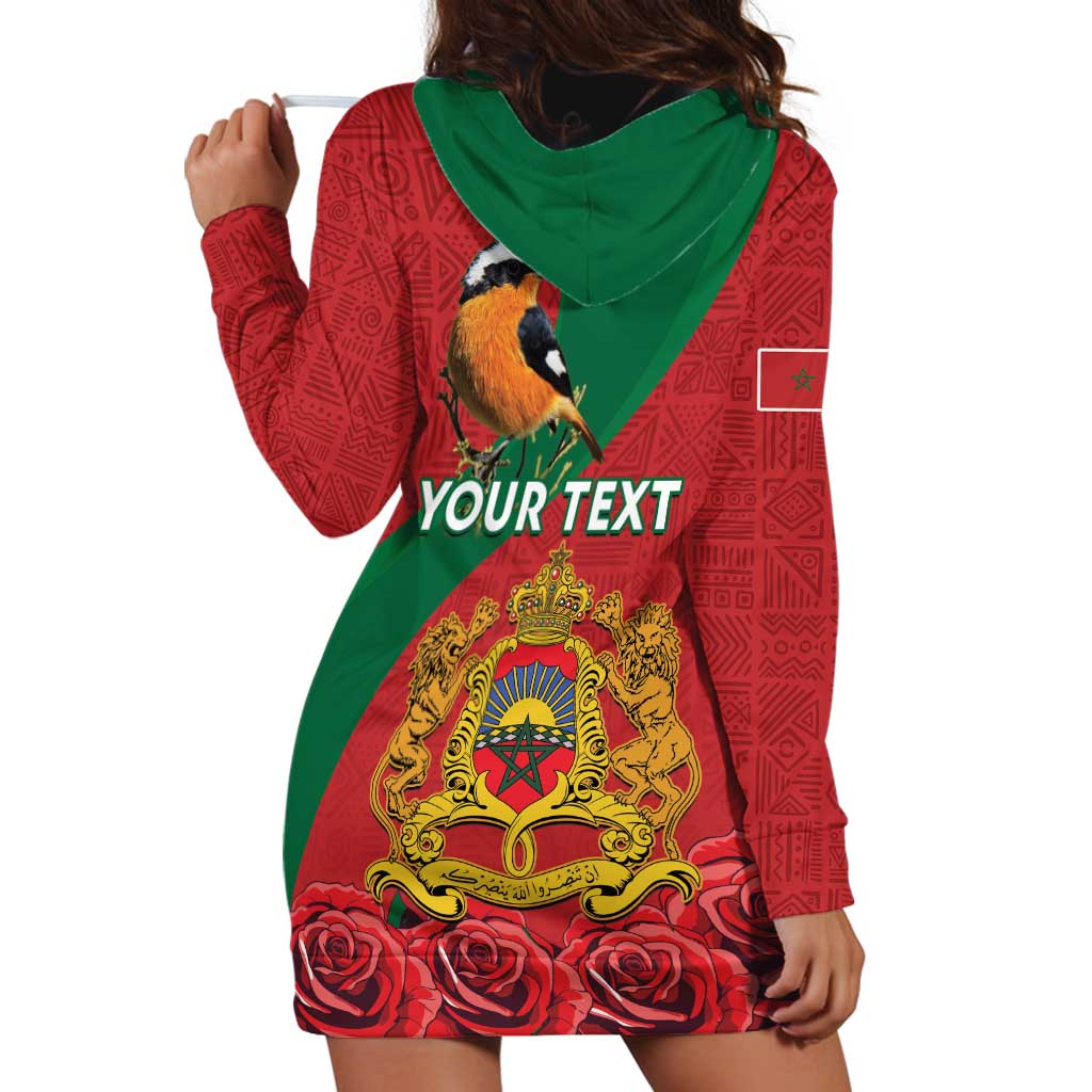 Personalised Morocco Proclamation Day Hoodie Dress Moussier's Redstart With Coat Of Arms - Wonder Print Shop