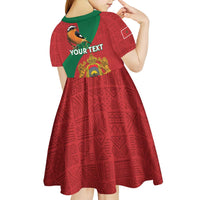 Personalised Morocco Proclamation Day Kid Short Sleeve Dress Moussier's Redstart With Coat Of Arms - Wonder Print Shop